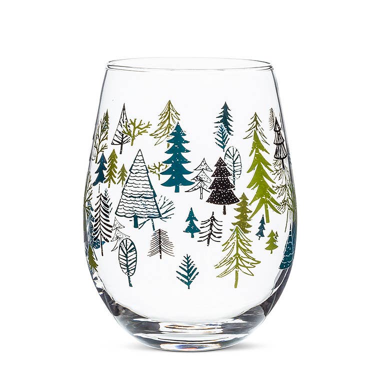 Allover Trees Stemless-5 H(14oz)-1139