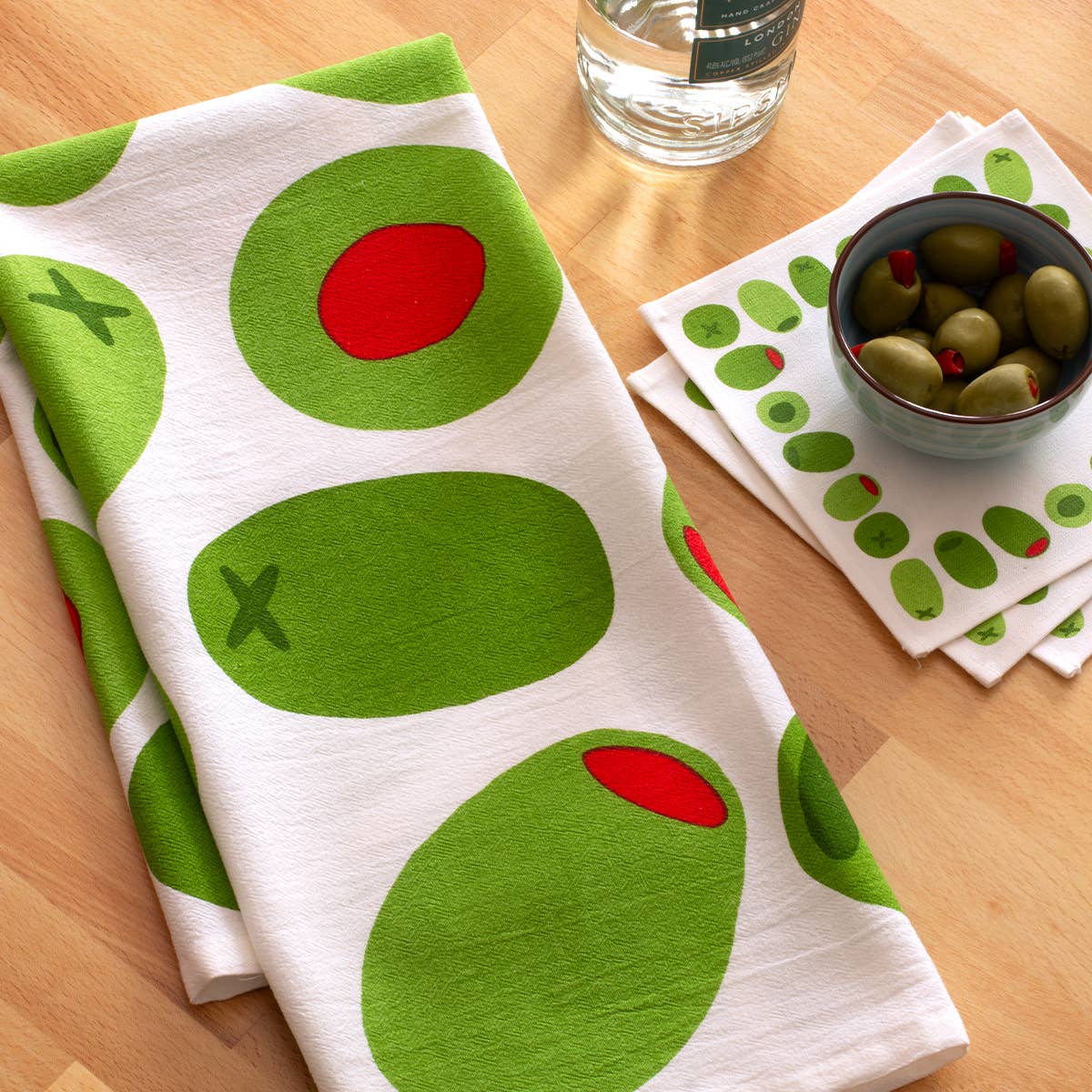 Green Olives Tea Towel
