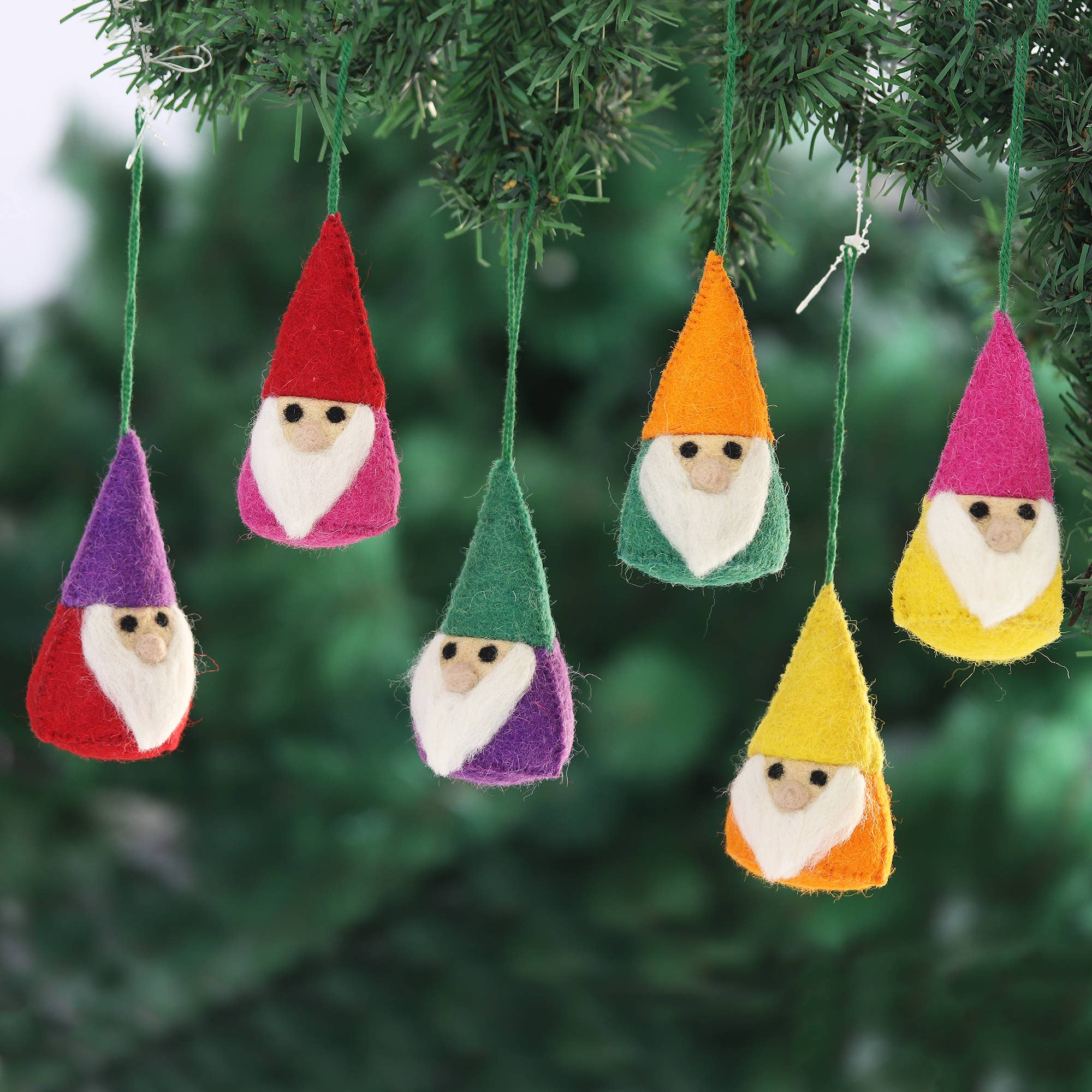 Novica Handmade Lucky Gnomes Wool Felt Ornaments