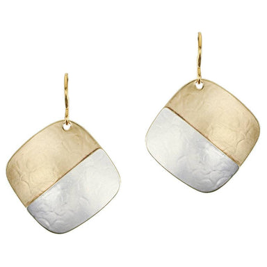 Large Half & Half Square Wire Earrings by Marjorie Baer, handcrafted jewelry made in California