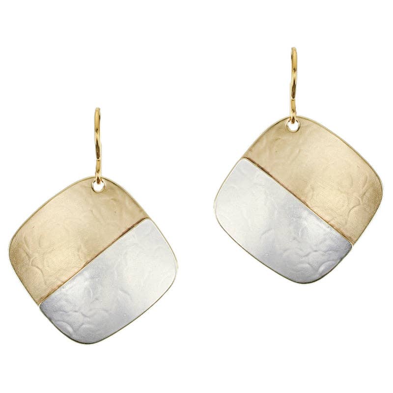 Large Half & Half Square Wire Earrings by Marjorie Baer, handcrafted jewelry made in California