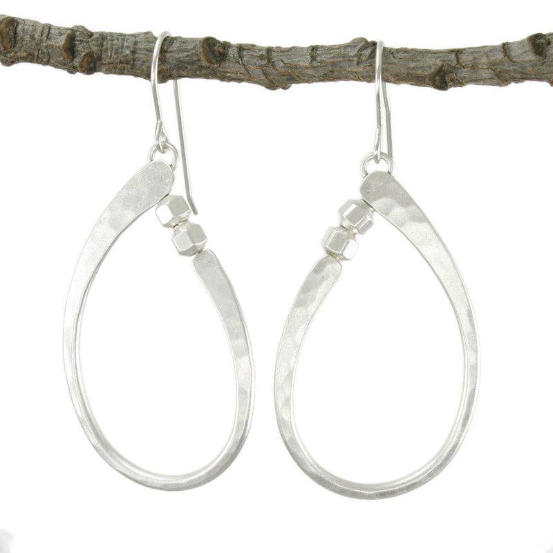 Oval Ring Earring with Beads by Marjorie Baer, handcrafted jewelry made in California