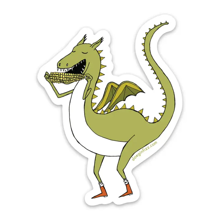 dragon eating corn sticker
