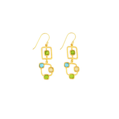 colored glass drop post earrings