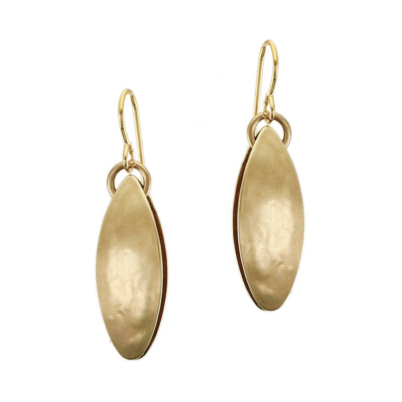 Rounded Leaf Pod Wire Earrings by Marjorie Baer, handcrafted jewelry made in California