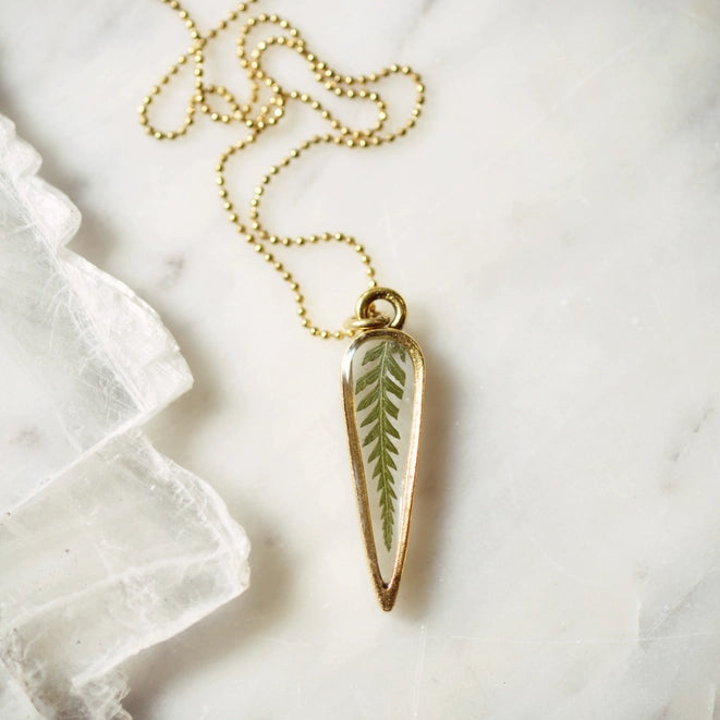 gold fern pendant necklace