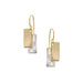 Layered Rectangles Wire Earrings by Marjorie Baer in brass and silver with a hammered texture, showcasing a modern geometric design.
