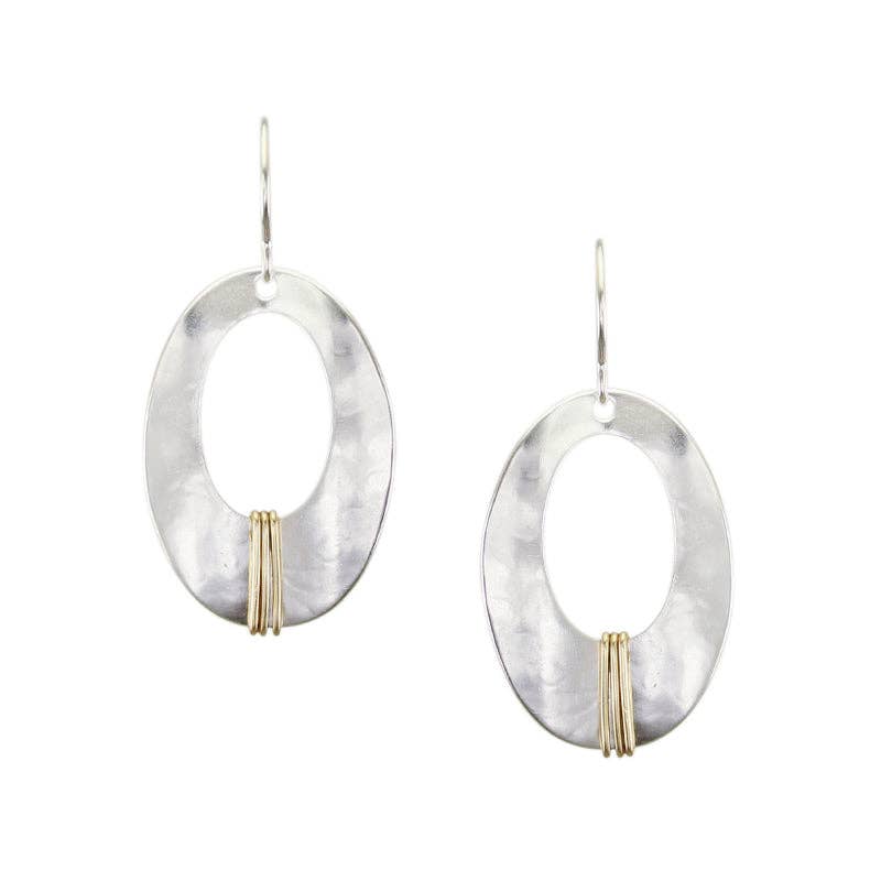 Wrapped Oval Frame Wire Earrings by Marjorie Baer, handcrafted jewelry made in California