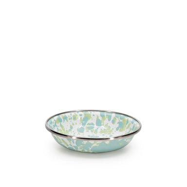 Crow Canyon Home Enamelware Jardin Tasting Dish featuring a unique Jardin swirl artwork design, perfect for serving appetizers or small plates. Compact 4.25 inch diameter and 1 inch deep, designed for elegant presentation.