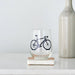 wine glass with black bicycle print
