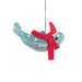 Felted narwhal ornament with a red scarf 