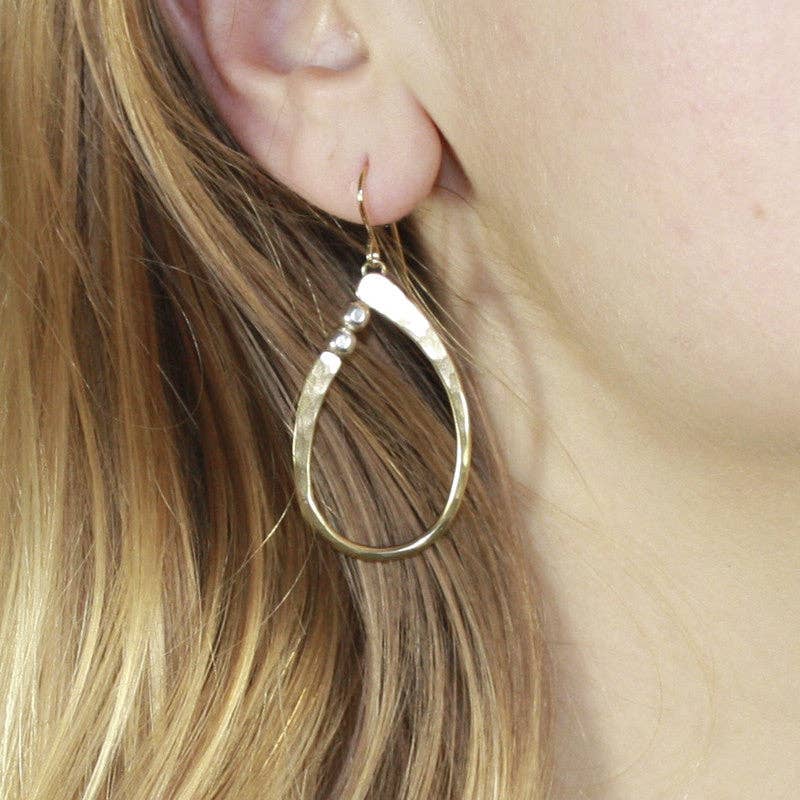 Oval Ring Earring with Beads by Marjorie Baer, handcrafted jewelry made in California