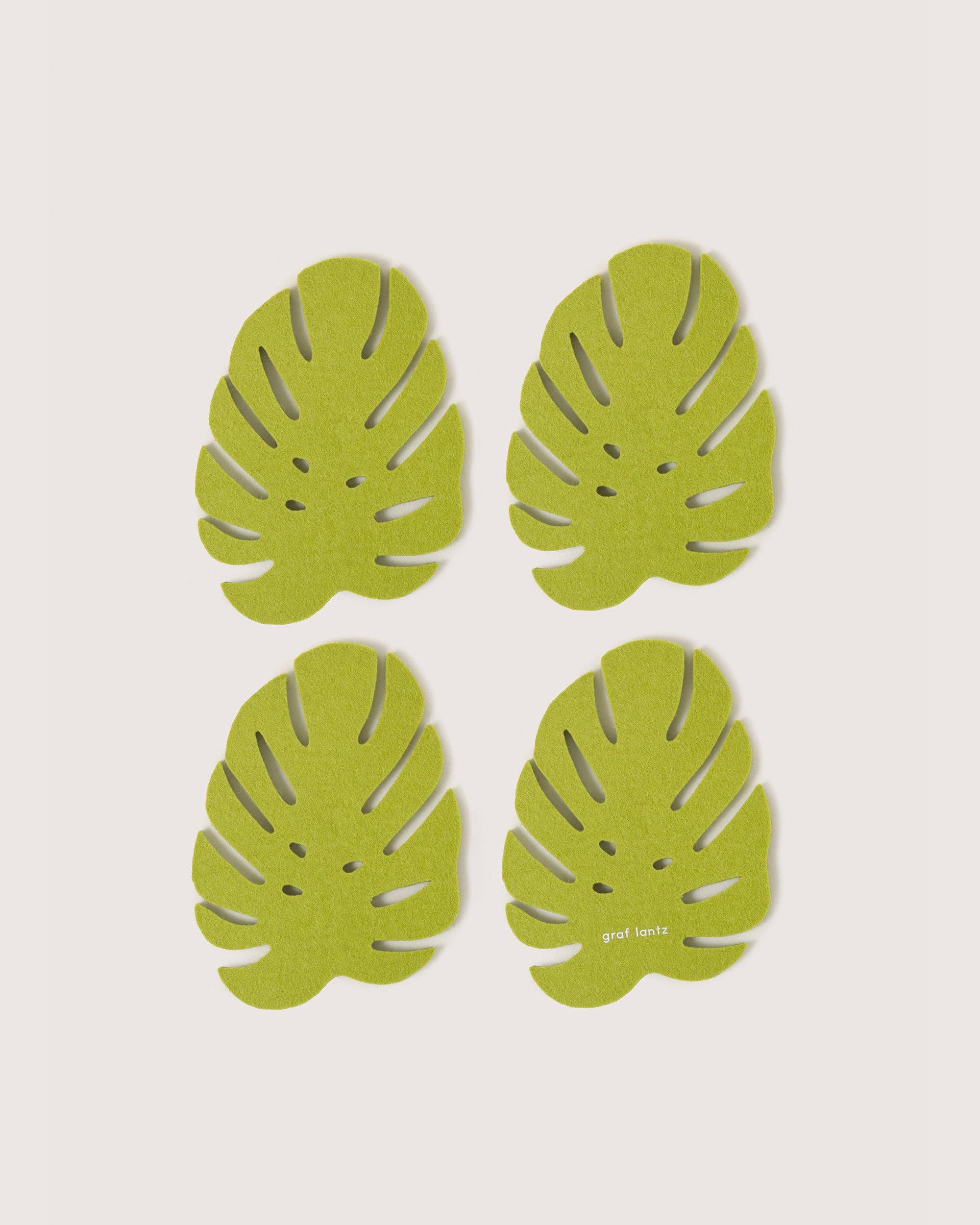 Felt Monstera Coasters | Set of 4 Solid Colors