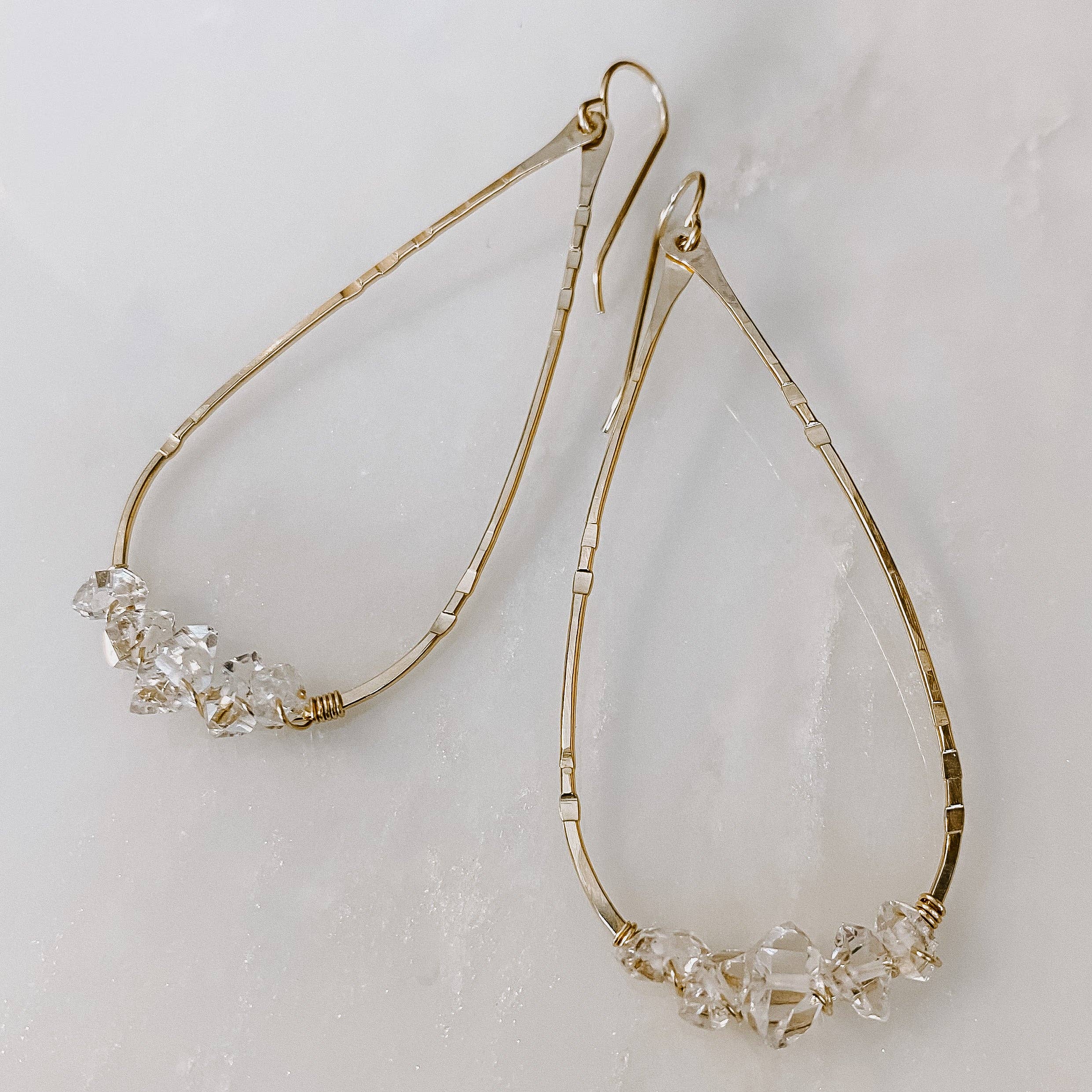 Close-up of Herkimer Diamond Teardrop Earrings - Because who doesn't want diamonds dancing on their ears?