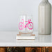 wine glass with pink bicycle print
