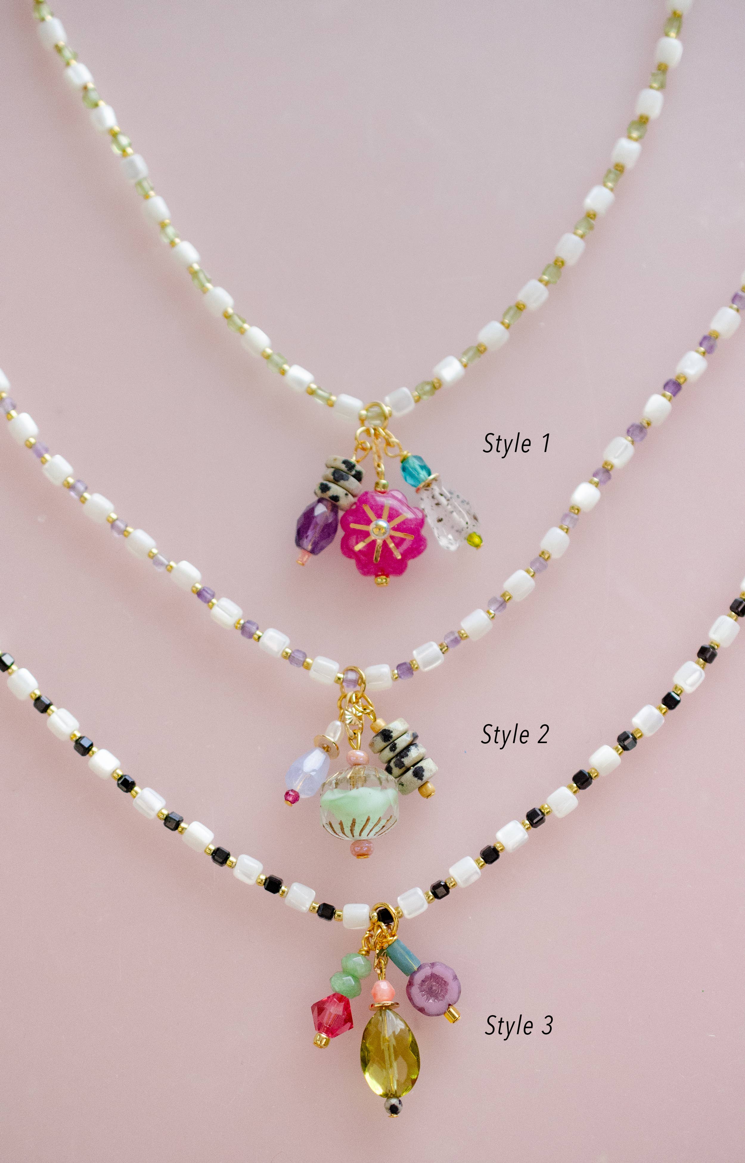 Beaded Chain and Colorful Charm Necklace