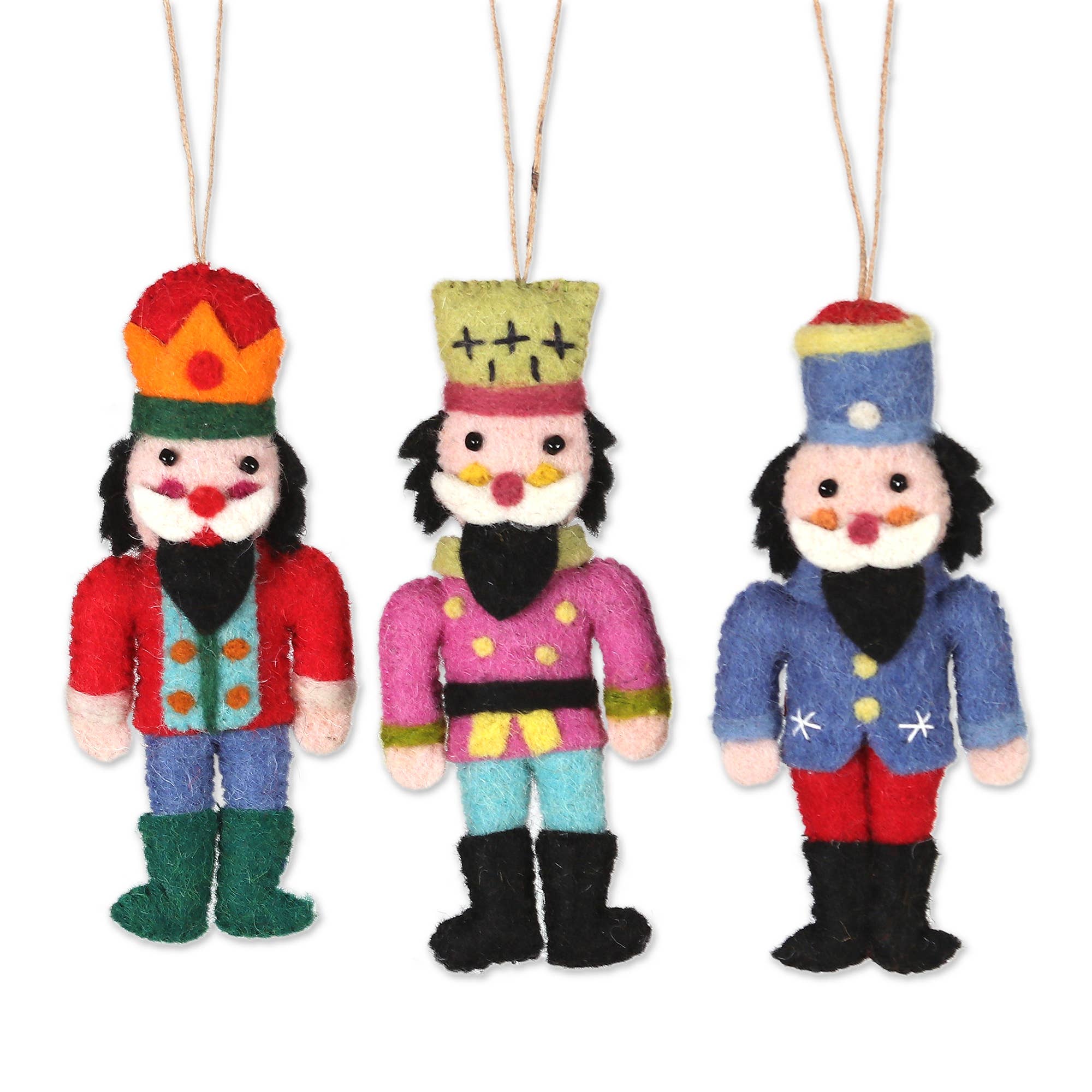 Festive Nutcrackers Wool Felt Ornaments