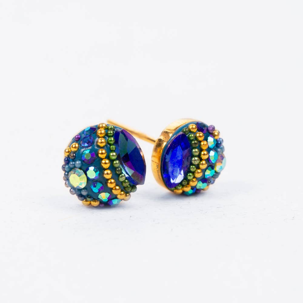 18K Gold Plated Crystal Color Dot Earrings - Minimalist Handcrafted Studs that even your grandma would find stylish for daily wear!