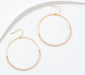 gold hoop pink macrame earrings