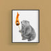 woodchuck with a burning marshmallow framed portrait