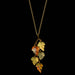 Elegant Sugar Maple 16" Adjustable Pendant by Michael Michaud featuring cast bronze with a brown and green hand patina finish, accented with 24K gold and copper leaf.