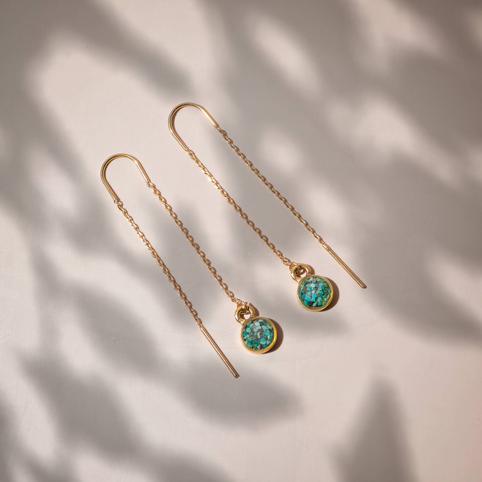 Hook Chain and Crushed Gemstone Earrings