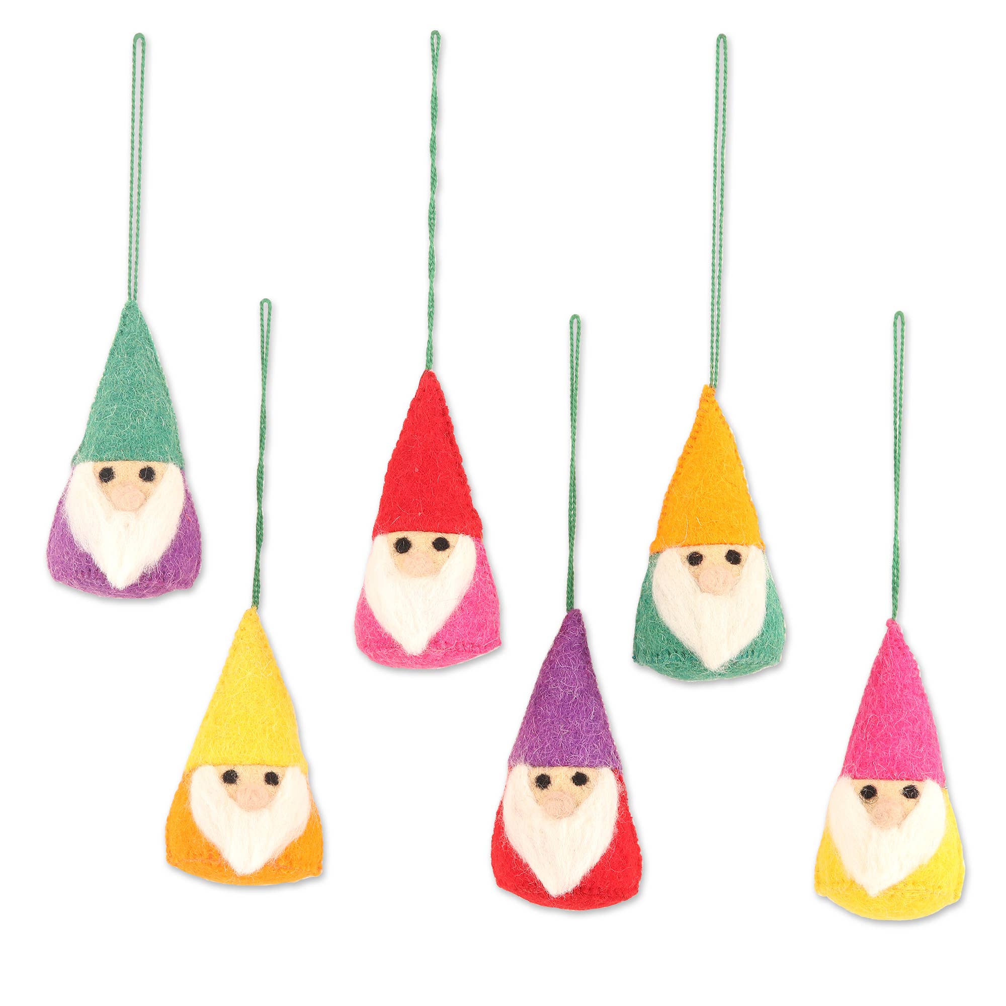 Novica Handmade Lucky Gnomes Wool Felt Ornaments