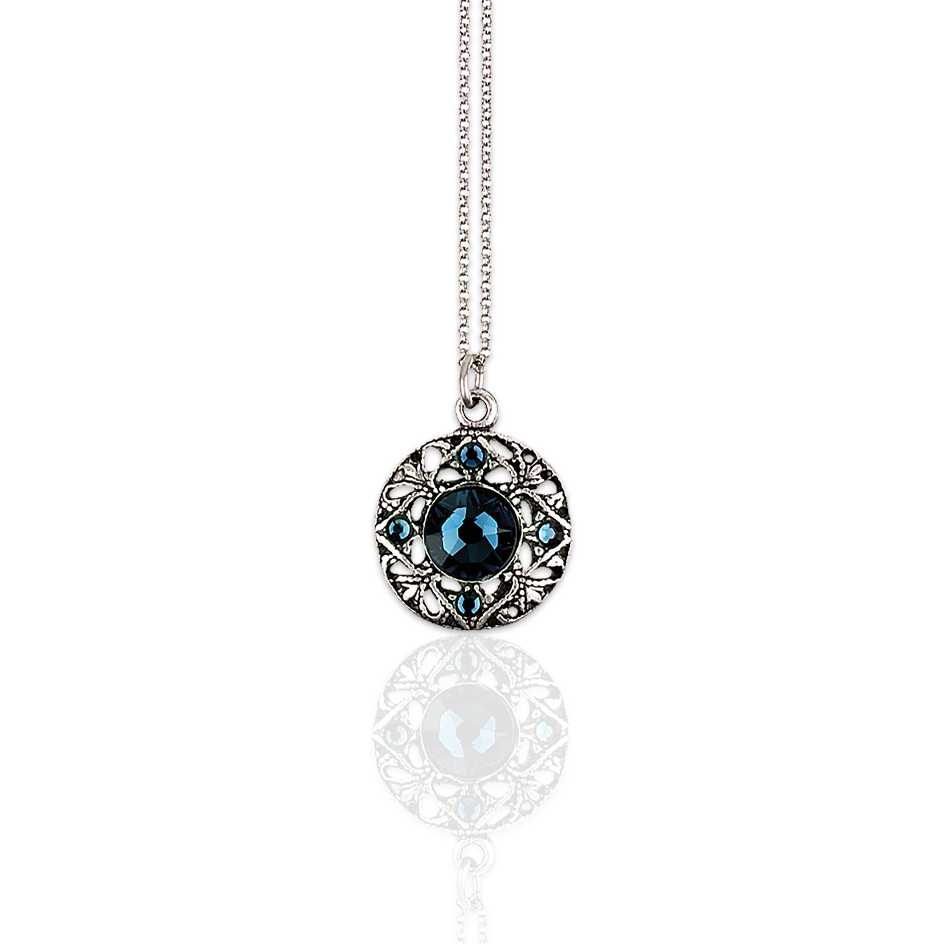 Silver Necklace with a blue gemstone pendant 