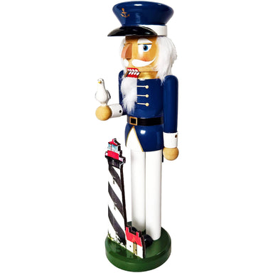 14” Master of the Lighthouse Nutcracker standing proudly like a lighthouse keeper ready to guide Santa’s sleigh!