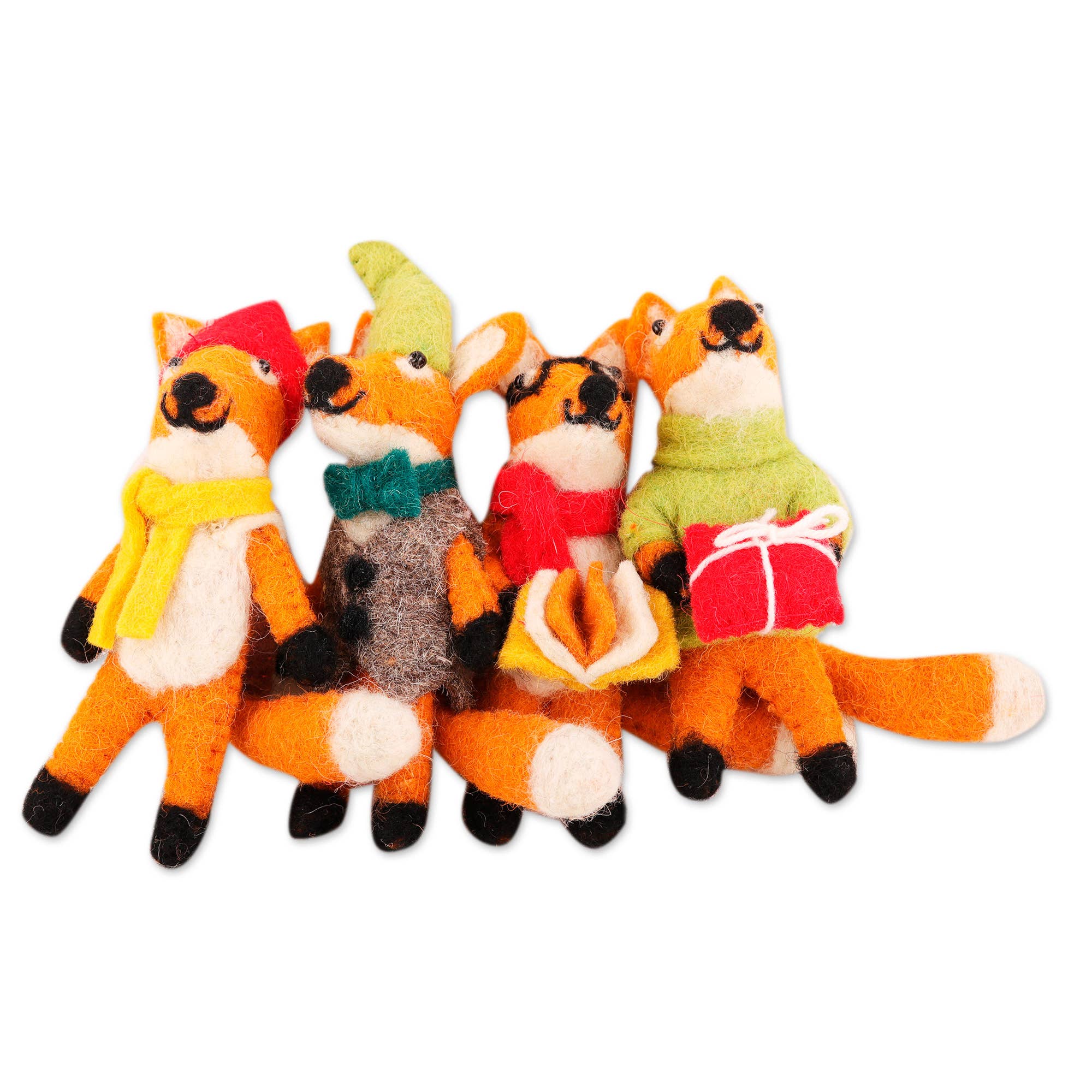 Novica Handmade Fantastic Foxes Felt Ornaments