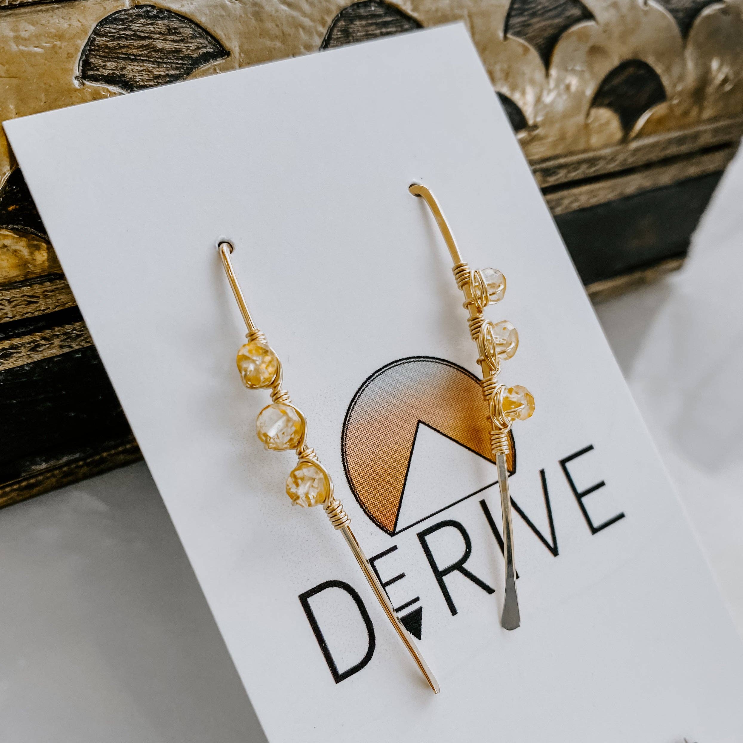 DeRive Threader Earrings with citrine