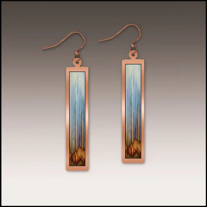 Skinny Rectangle with Copper Earrings