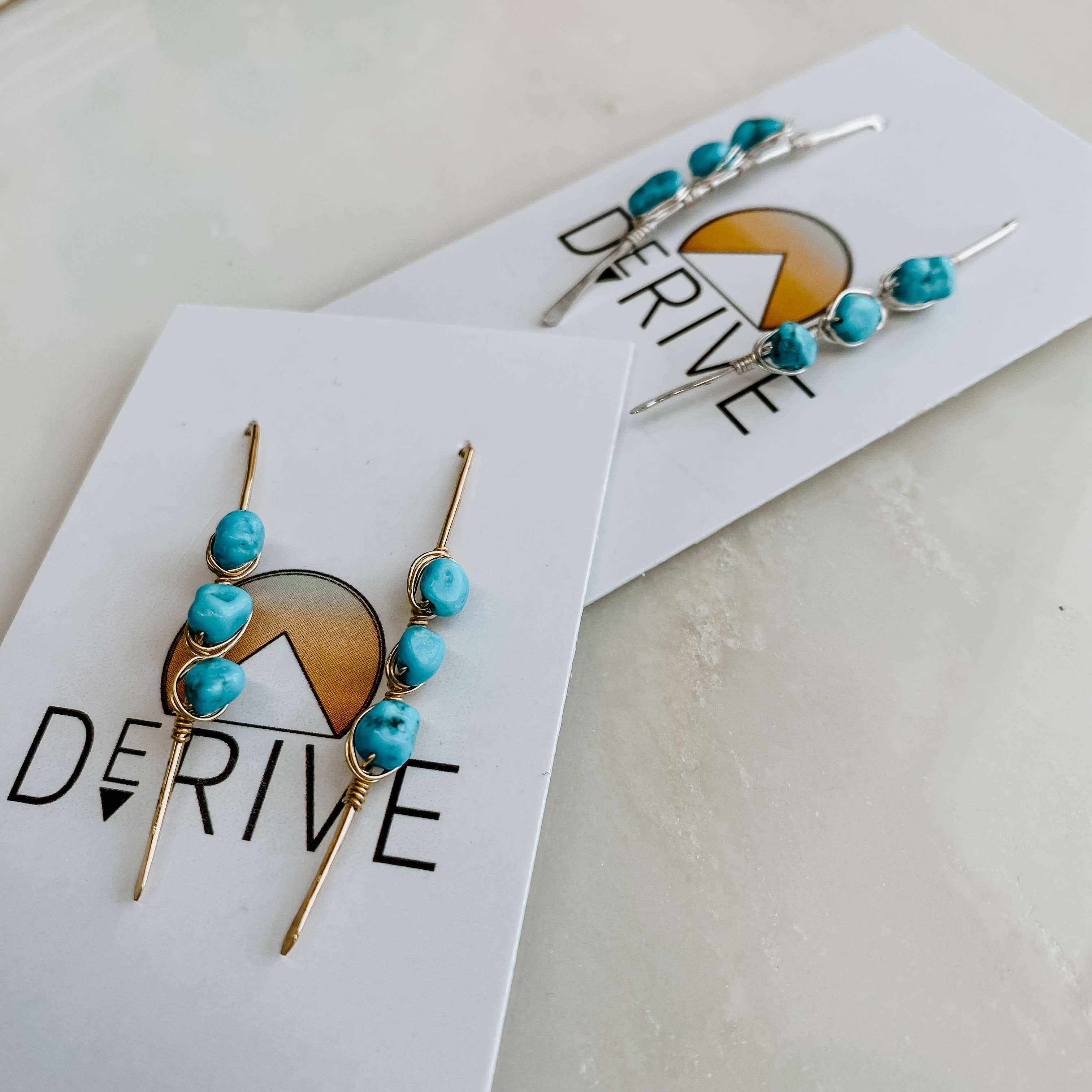 DeRive Threader Earrings with Turquoise