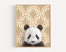 Framed art print of a panda on a patterned background.