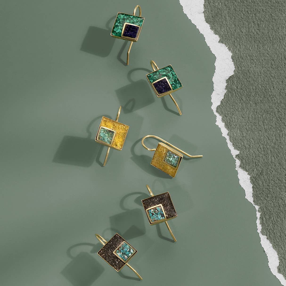 Square Gemstone drop Earrings