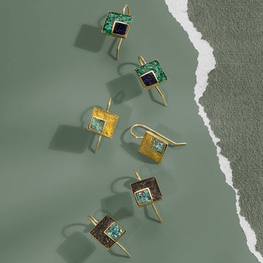 Square Gemstone drop Earrings