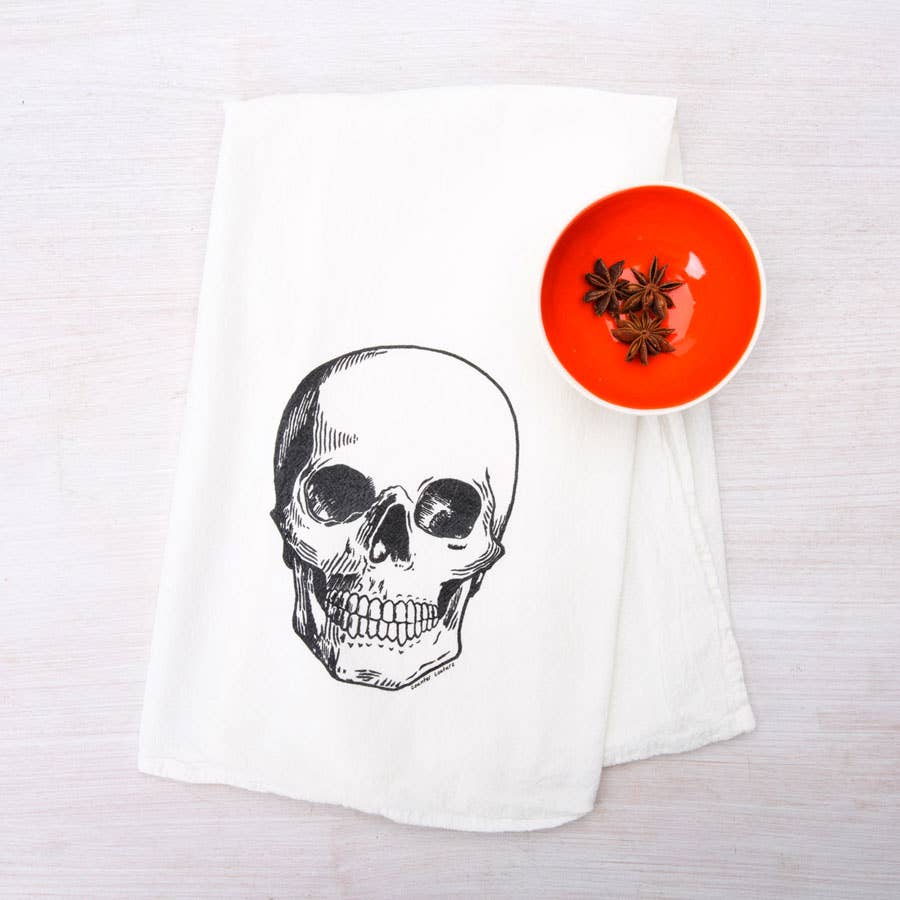 Skull tea towel 