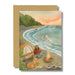 Bear on a beach with a campfire blank greeting card