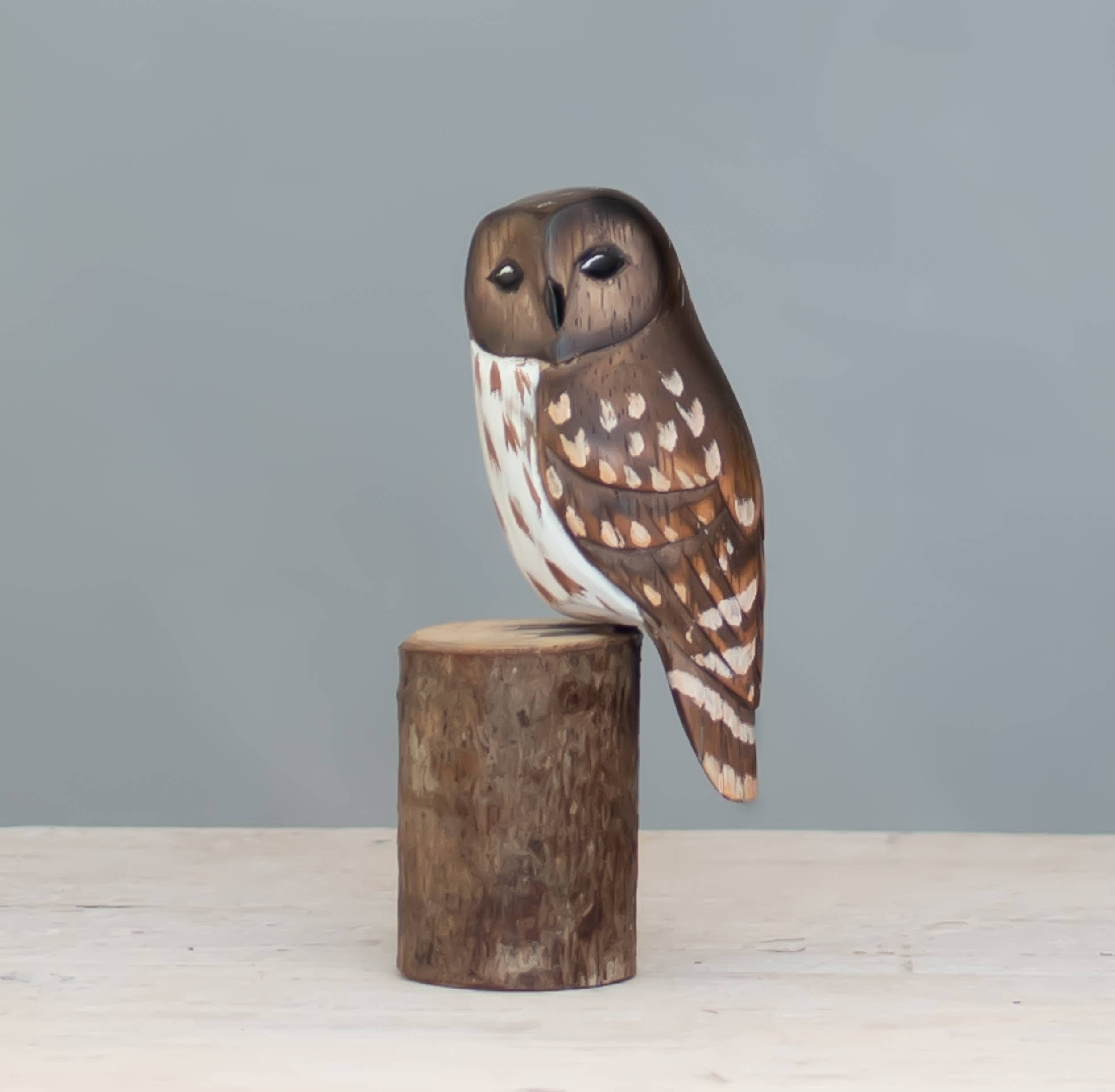 Owl - Mini Barred -5”H - Hand Carved Ornament