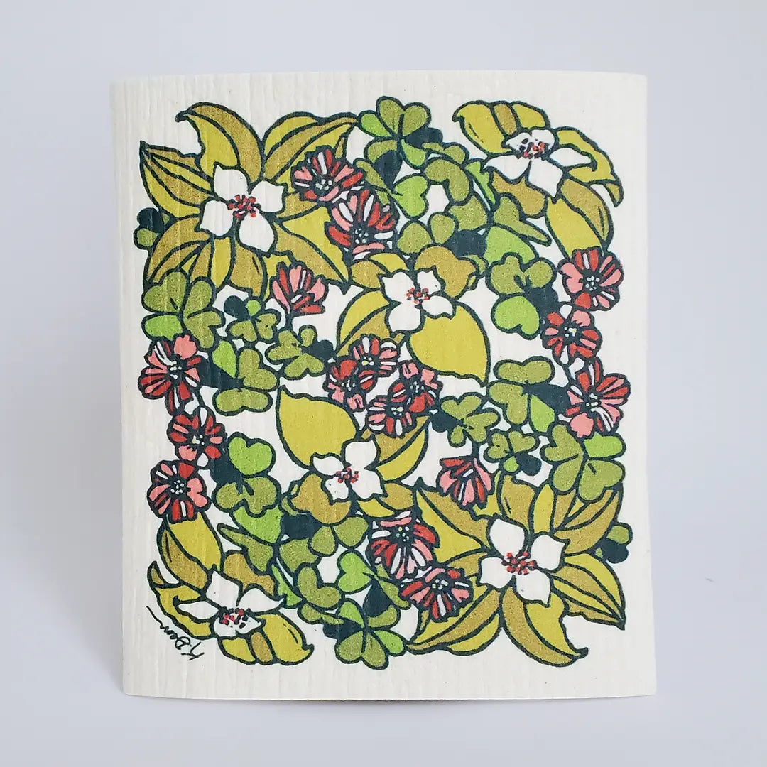 Little Green Swedish Dishcloths in natural off-white color, showcasing eco-friendly and biodegradable design made from plant cellulose and cotton.