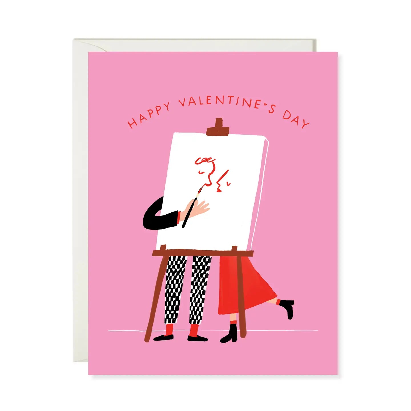 Valentine's Day card depicting a couple painting together, with the text 'Happy Valentine's Day' from ARTISANS & agency.