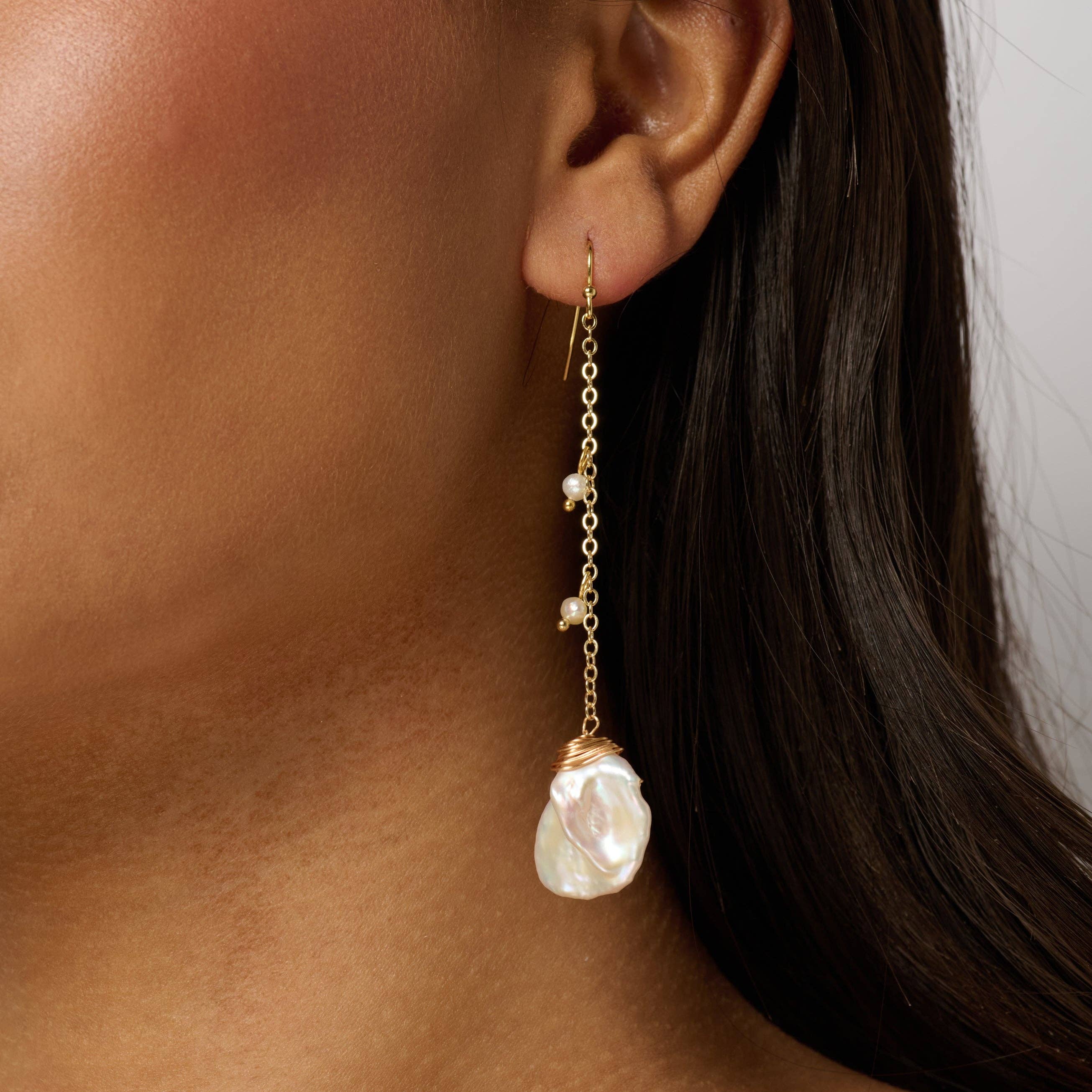 Hoku Keshi Pearl Dangle Earrings
