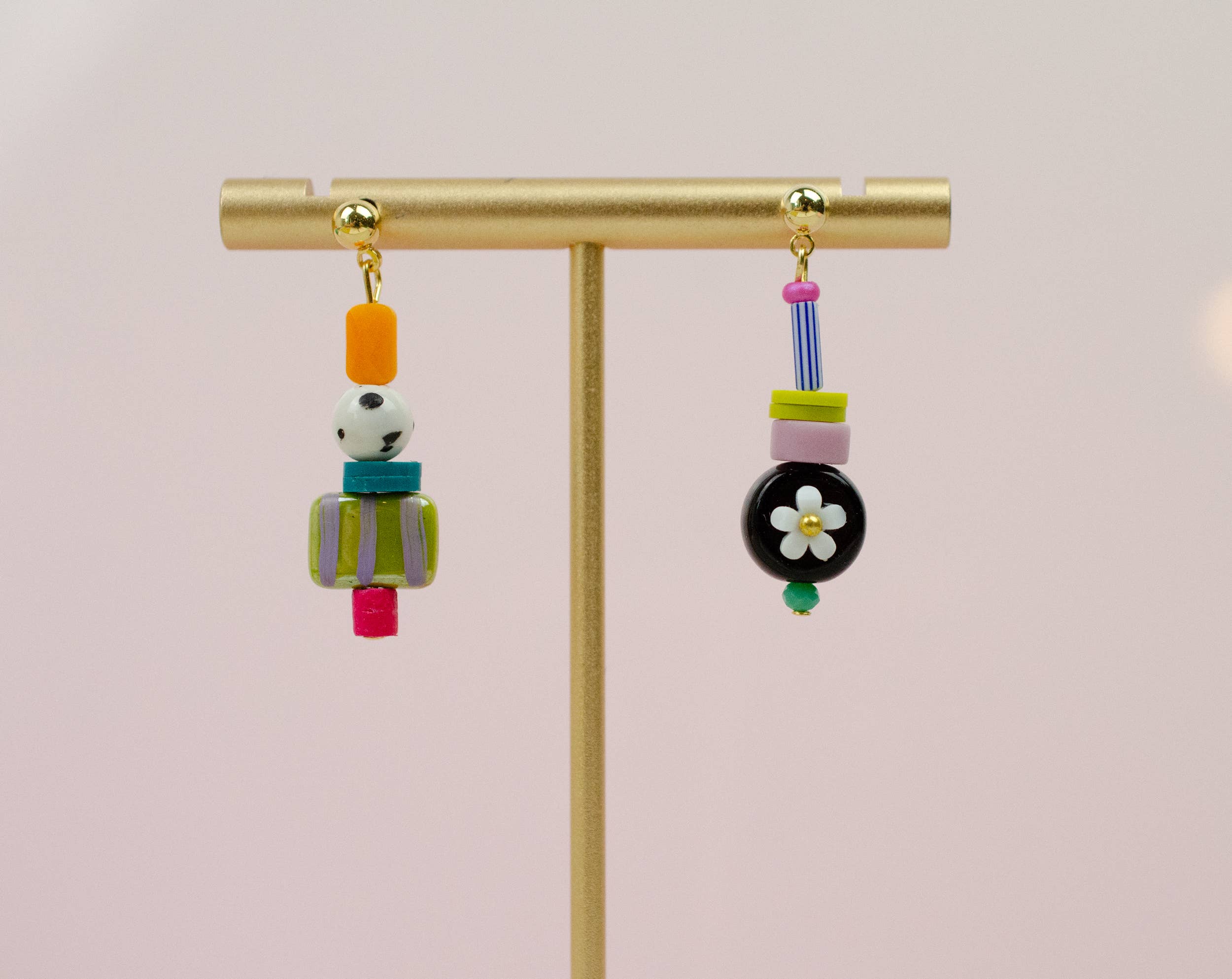 acrylic beaded drop earrings multicolored