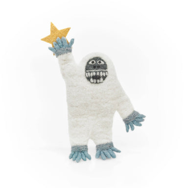 Felt yeti holding a gold star 