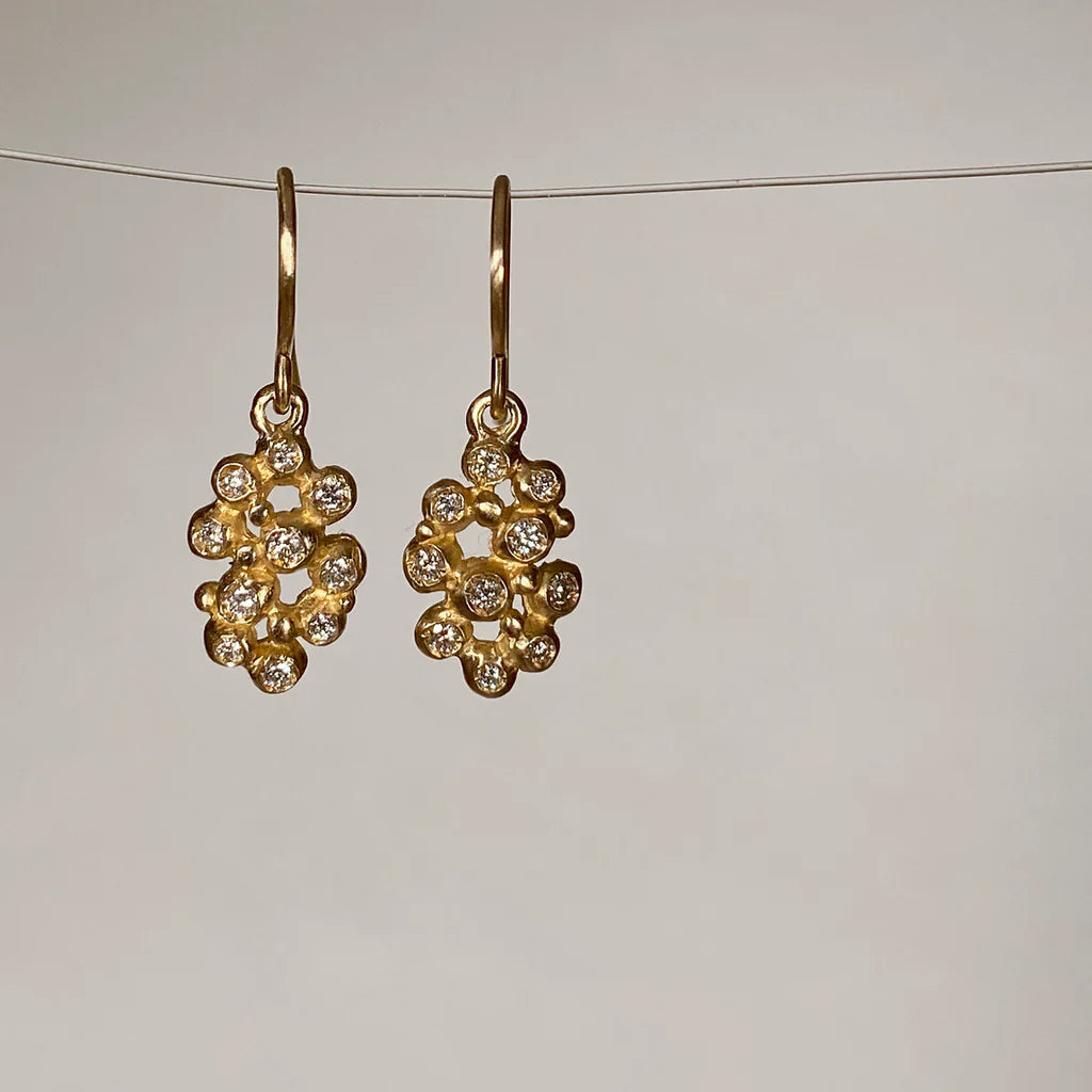 Gold drop earrings with gemstones 
