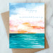 Happy anniversary card featuring a vibrant watercolor sunset over the ocean, by Abigail Jayne Design, part of the Abigail Jayne Card Collection.