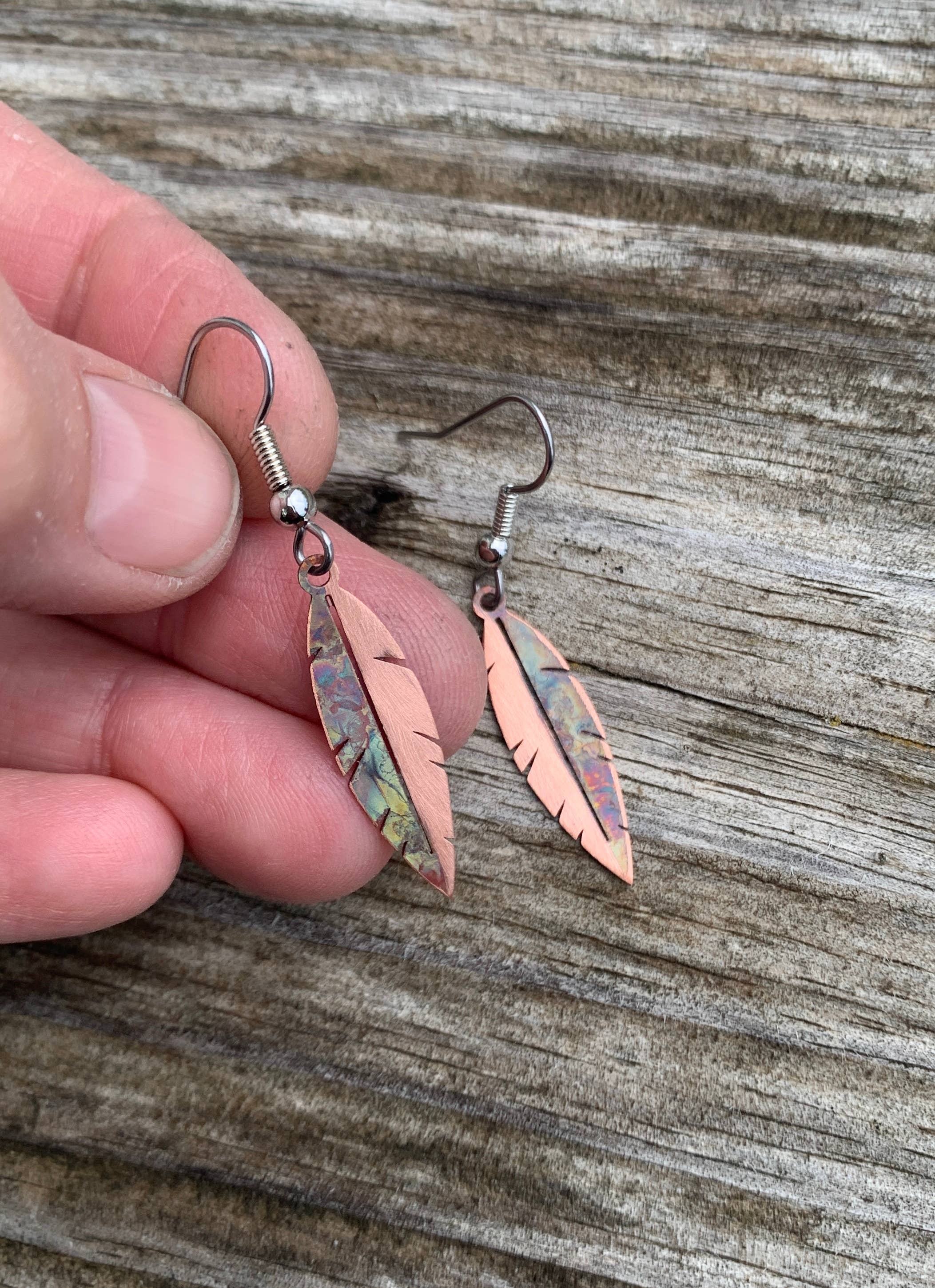 Copper Mini Feather Earrings