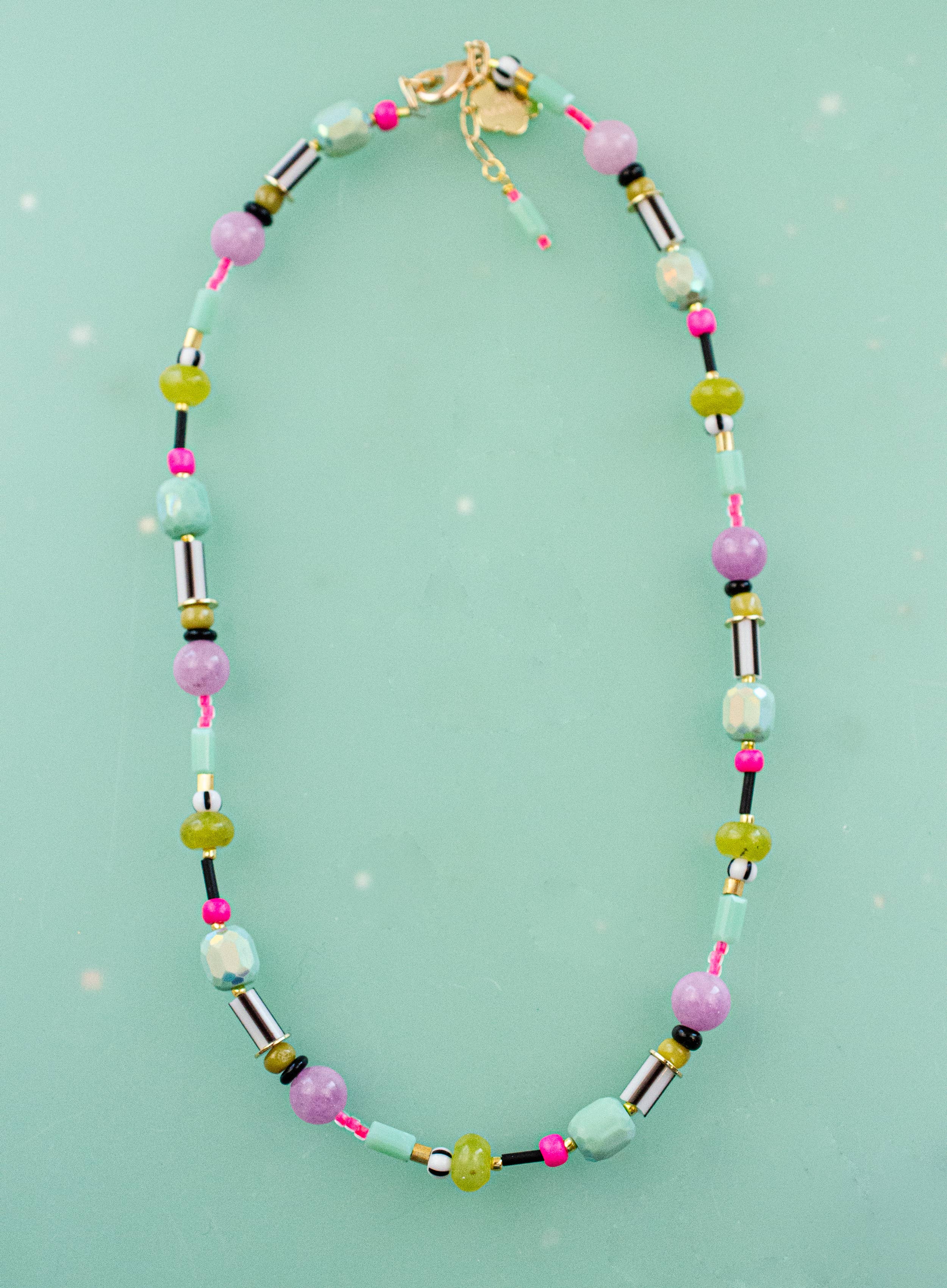 Neon beaded gold filled necklace