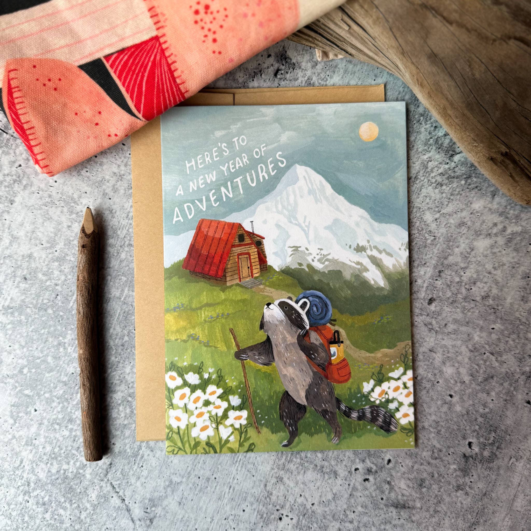 Here's to a new year of adventures blank greeting card
