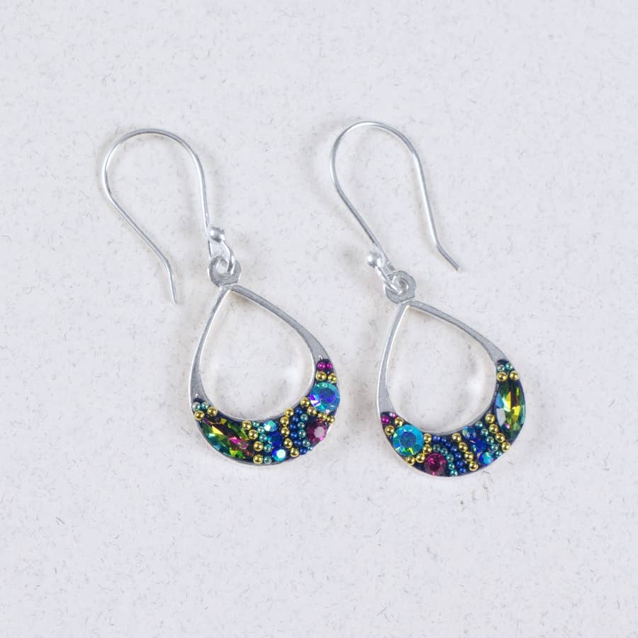 Close-up of Round Moon Drop Earrings highlighting their lightweight design and versatile style.